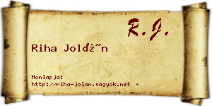 Riha Jolán névjegykártya
