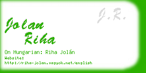 jolan riha business card